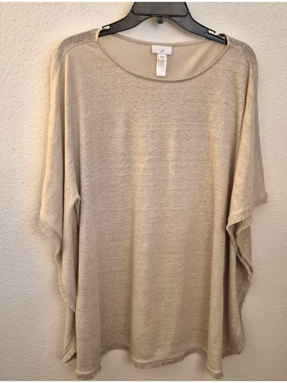 J. Jill Tan 100% Linen Relaxed Fit Poncho Top Size M/L EUC